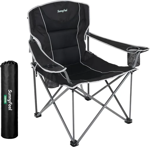 SUNNYFEEL Silla de campamento de gran tamaño para adultos grandes y altos, silla de campamento plegable resistente que soporta 500 libras, silla de