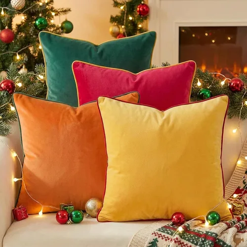 Mecatny Juego de 4 fundas de almohada de terciopelo de 20 x 20 pulgadas, fundas de almohada decorativas suaves y coloridas para sofá, dormitorio,
