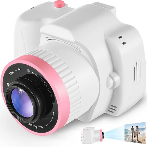 Miniatura 9 de Cámara digital para niños con videojuegos, cámara digital para niños Fhd 1080P, videocámara digital para niños con proyector Stent para regalos, rosa