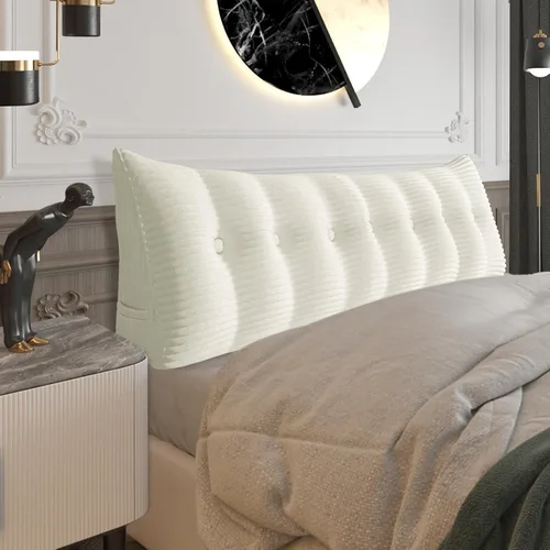Miniatura 15 de Almohada de cabecera gruesa totalmente rellena individual XL, cabecero acolchado de dormitorio, soporte suave y firme, cojín grande triangular, Azul