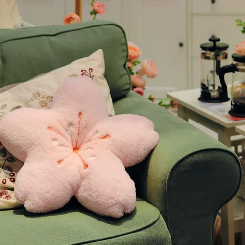 Miniatura 8 de Suave terciopelo de peluche Cojín de flores de cinco estrellas Cojín de trébol de cuatro hojas Sofá Dormitorio Sala de estar Funda de cojín -17 Rosa