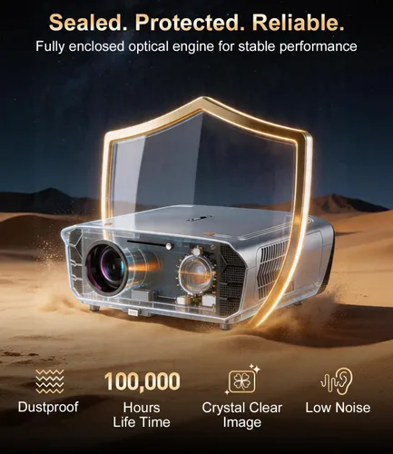Miniatura 9 de Proyector de TV Google 4K, 2400 ANSI Proyector inteligente diurno con HDR10, enfoque automático ToF, ventilador de refrigeración AI, Dolby, HDMI