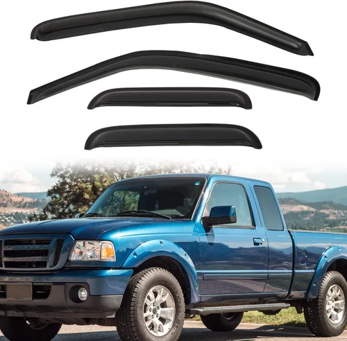 Miniatura 8 de 4 viseras adhesivas para ventana de ventilación de montaje exterior, para humo, sol, lluvia, compatibles con 15-23 F150 Crew Cab (Supercrew Cab)