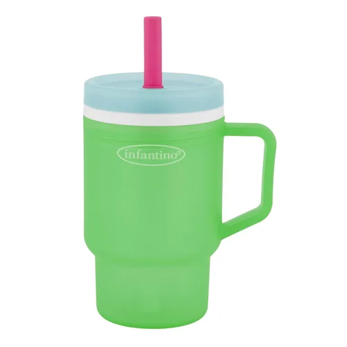 Miniatura 13 de Infantino My 1st Tumbler, Vaso Entrenador de Plástico Duradero con Pajita y Asa, Resistente a Derrames, para Llevar, Taza de Transición sin BPA