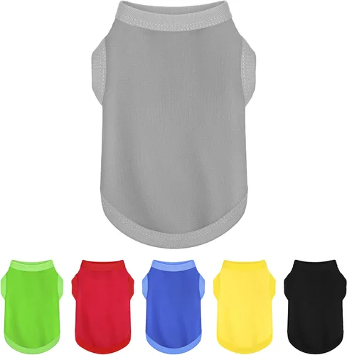 Miniatura 12 de Paiaite 6 piezas de camisa lisa para perro, camisas sin mangas de algodón para cachorros, ropa transpirable para mascotas, camiseta sin mangas
