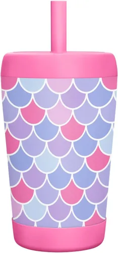 Miniatura 17 de Vaso de acero inoxidable aislado para niños con popote de silicona, taza para sorber de 12 onzas para niños (alfabeto)