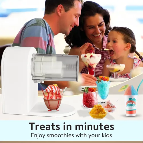 Miniatura 9 de Máquina de hielo afeitado con cono de nieve, máquina de afeitar eléctrica de hielo con 2 tazas de molde de hielo de plástico utilizables, máquina