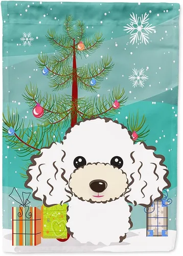 Miniatura 70 de Caroline's Treasures BB1622CHF - Bandera de casa Shih Tzu con árbol de Navidad y gris plateado para porche, grande, para colgar en la pared