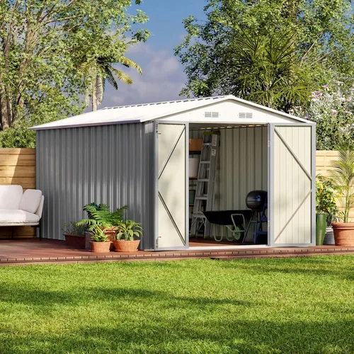 Miniatura 21 de Patiowell Cobertizo de almacenamiento al aire libre de 5 x 3 pies, cobertizo de herramientas con techo inclinado y puerta con cerradura, cobertizo