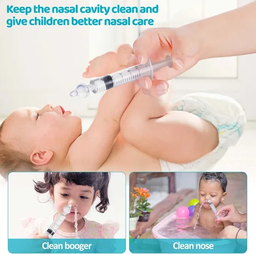 Miniatura 3 de Aspirador nasal para bebé, jeringa nasal para jeringa de bebé, irrigador nasal con punta de succión nasal de silicona reutilizable limpiable