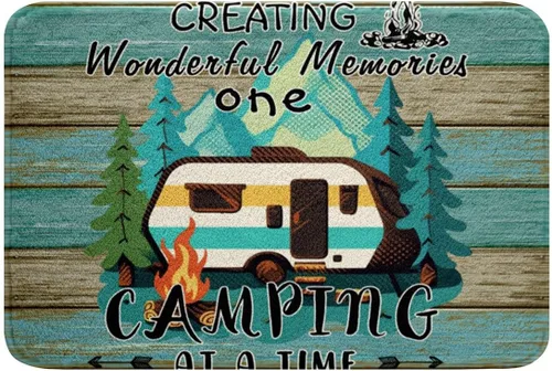 Miniatura 23 de Erosebridal Happy Camping - Tapete de baño para cámper, autocaravana, auto, alfombra de baño marrón de granja 3D, alfombra de baño con patas