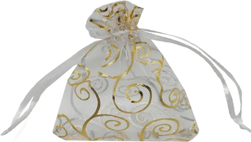 Bolsitas de organza transparentes con impresión de ratán Ankirol, ideales para bodas y fiestas del bebé, para regalos o muestras (100 unidades)