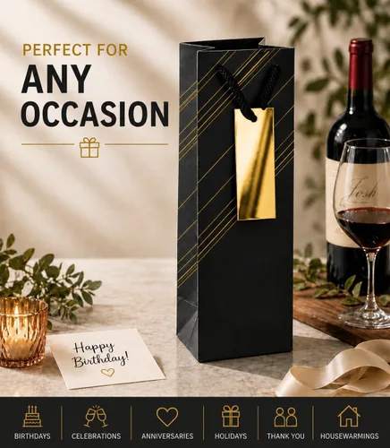 Miniatura 3 de Paquete de 4 bolsas de regalo de vino reutilizables, 4 x 4 x 14 pulgadas, bolsas de papel para botellas de vino