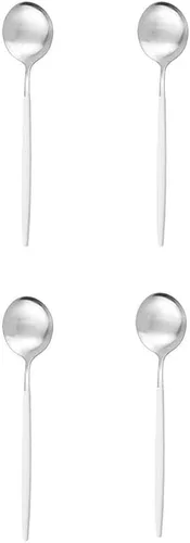Miniatura 22 de Cuchara de té mate, cubiertos de acero inoxidable para café, vajilla pequeña agitadora de 5.11 pulgadas, color negro