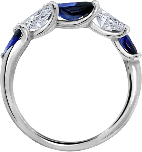 Miniatura 2 de Tienda Collection Platinum Plated Sterling Silver Marquise Created Sapphire 5-Stone Band Infinite Elements Cubic Zirconia Accents Ring