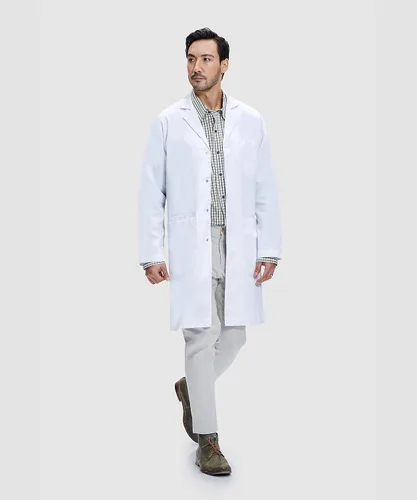 Miniatura 5 de Dr. James Lab Coat, 100% Cotton, Unisex, Multiple Pockets, Classic Fit, 39 Inch Length, White