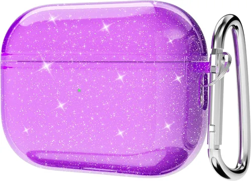 Miniatura 10 de Svanove Funda para Airpods Transparente con Purpurina, Funda Brillante y Bonita para Airpods de 1ª y 2ª Generación con Llavero, Carcasa Rígida