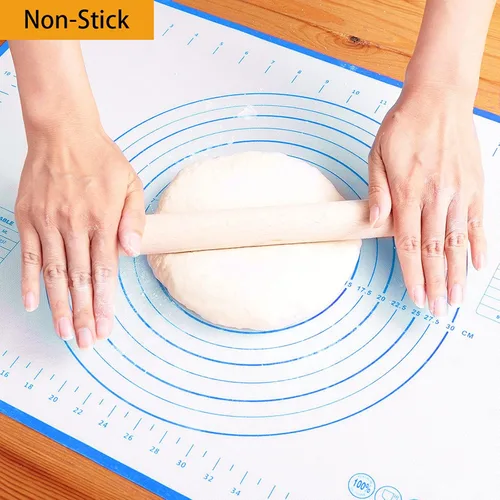 Miniatura 3 de Alfombrilla de silicona para hornear, masa enrollable antiadherente con medidas para hacer pasteles, pizza, galletas, fondant, extra gruesa