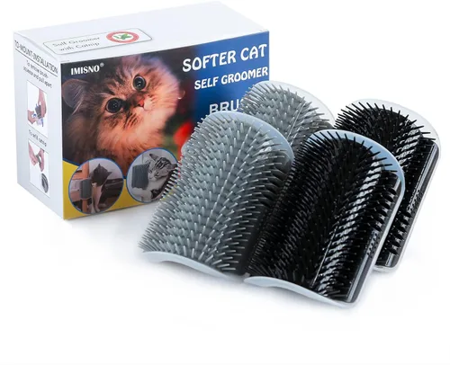 Miniatura 8 de Peine de masaje de esquina de pared para gatos, cepillo masajeador perfecto con hierba gatera (4 unidades, gris)