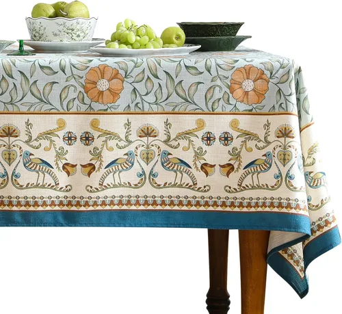 Miniatura 11 de patdrea - Mantel de lino floral, grueso, decorativo y francés para mesas rectangulares o cuadradas, para cocina y comedor, 55 x 79 pulgadas