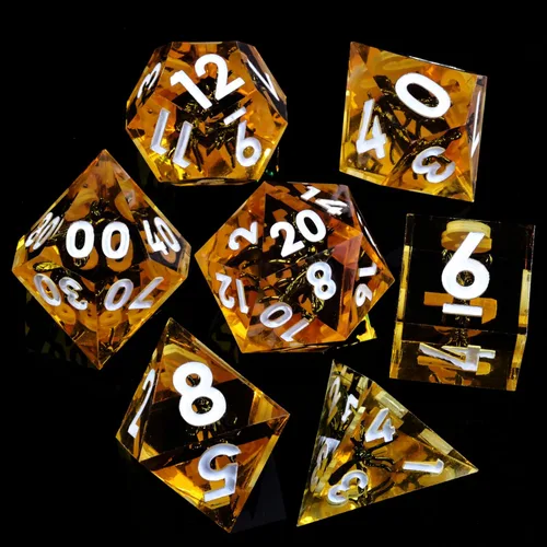 Miniatura 15 de Mini Planet Poliédrico MTG Sharp Edge Liquid Core Dungeons and Dragons RPG Resina Hecho a Mano 7Pcs DND Juego de dados