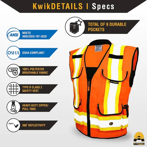 Miniatura 5 de KwikSafety Chaleco de seguridad Godfather Clase 2 [naranja, 2XL] + paquete de casco duro de ala completa TORTOISE