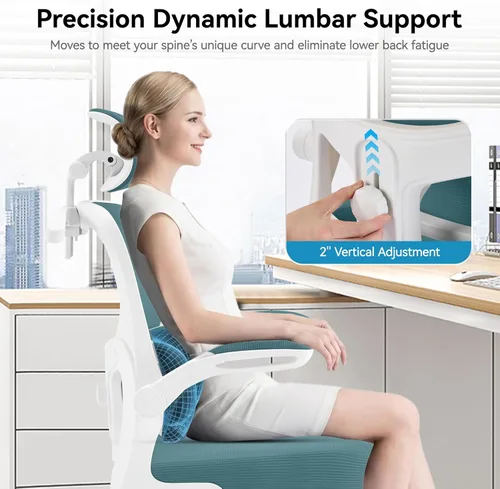 Miniatura 3 de AreShark Silla de Oficina Ergonómica con Soporte Lumbar Ajustable y Gancho para Respaldo, Silla de Malla Transpirable con Respaldo Alto y Ruedas