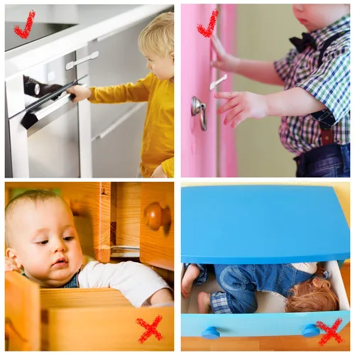 Miniatura 5 de Goodv Cerraduras para gabinete de seguridad para niños, paquete de 10 cierres a prueba de bebés para puerta de cajón, refrigerador, horno, asiento