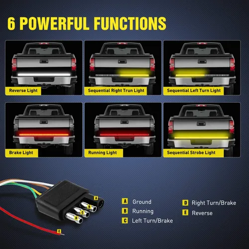 Miniatura 3 de NilightTR-04 Camión Barra de traseras 60 "Triple Fila 504 LED Strip con freno rojo Blanco Luces de torneado de ámbar secuencial secuencial inverso
