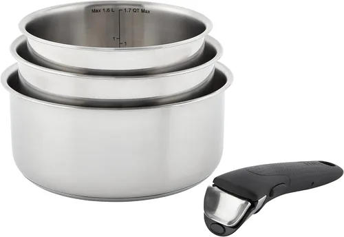 T-fal Ingenio Expertise - Juego de utensilios de cocina de acero inoxidable, 4 piezas, inducción, apto para horno, utensilios de cocina apilables,