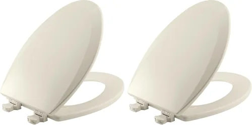 Miniatura 22 de Bemis 1500EC 146 - Asiento de inodoro con bisagras Fácil Limpia & Cambia, madera esmaltada duradera y anodizada, diseño alargado, color almendra
