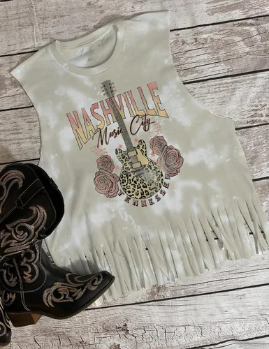 Miniatura 3 de Nashville - Camiseta sin mangas para mujer, diseño de festival de música country, estampado gráfico, sin mangas, Nash Music