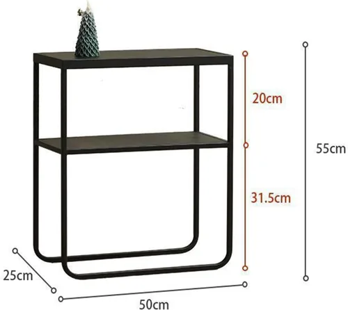 Miniatura 3 de Mesa auxiliar de metal para sofá cuadrado, estante de almacenamiento de doble capa, mesitas de noche movibles modernas, mesa auxiliar