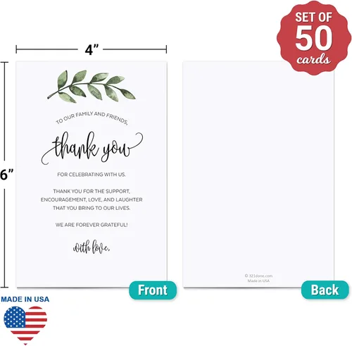 Miniatura 2 de 321Done Greenery - Tarjetas de agradecimiento de agradecimiento, tarjetas de mesa blancas de 4 x 6 pulgadas para boda, fiesta, cumpleaños