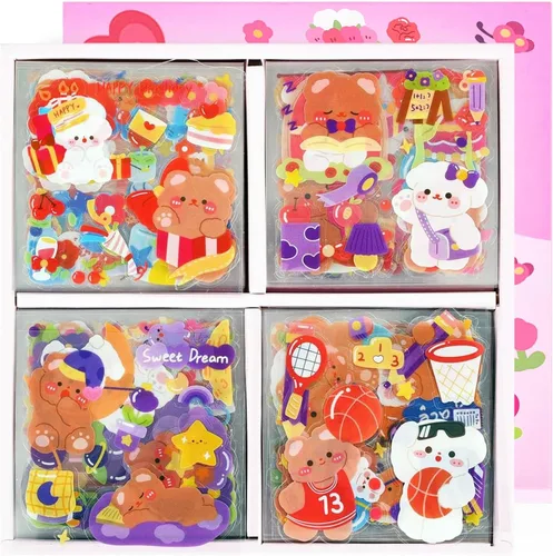 Miniatura 2 de Lindo juego de calcomanías – 100 hojas de calcomanías decorativas de animales Kawaii para álbum de recortes para planificador de diario de viñetas