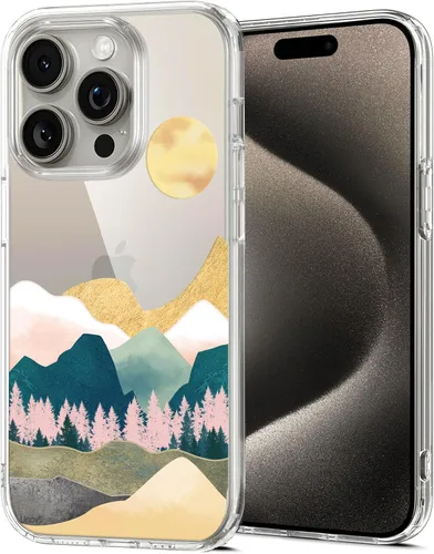 Miniatura 12 de Unov for iPhone 15 Case, Clear with Design, Slim Fit Good Grip, Embossed Phone Case, Shockproof Protective Cover, Raised Camera Protection, Soft
