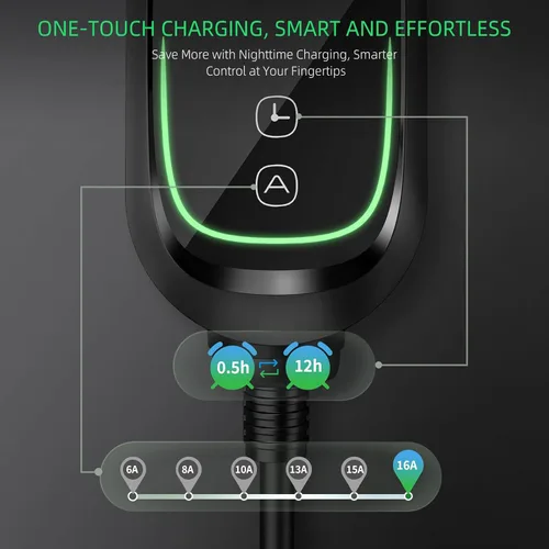 Miniatura 4 de Cargador EV de nivel 2, 40 amperios, corriente ajustable y retardo de temporización, 240 V, 9.6 kW, enchufe NEMA 14-50, estación de carga portátil