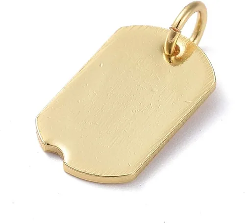 Miniatura 4 de DanLingJewelry 10 dijes de metal chapados en oro de 18 quilates con palabras rectangulares de buena suerte para hacer joyas, pulseras, collares