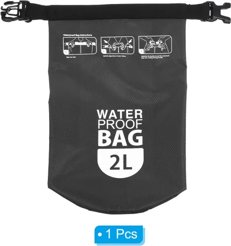 Miniatura 3 de PATIKIL Bolsa seca flotante impermeable, 2 L para exteriores, mochila con ventana transparente para navegar, rafting, kayak, color negro