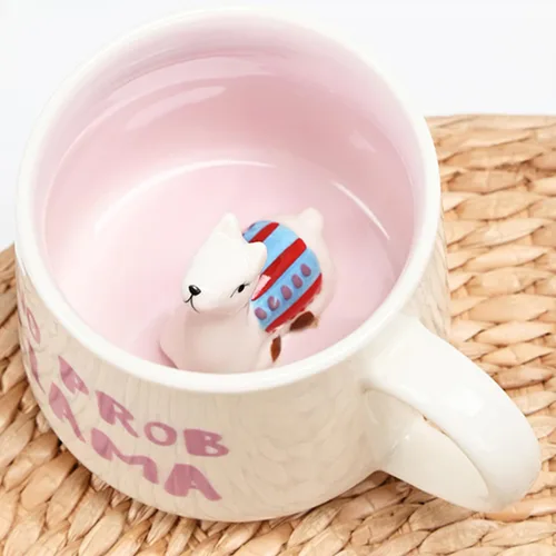 Miniatura 2 de Arawat Bonita taza de café de alpaca con interior de alpacas divertido estampado de alpaca, tazas de café de 11.8 fl oz con cuchara, tazas de té