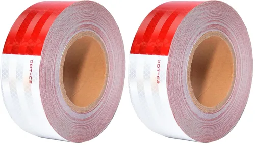Miniatura 9 de SWRT 2 pulgadas x 48.77 metros DOT-C2 Cinta reflectante roja y blanca, cinta reflectante para exteriores, resistente al agua, alta visibilidad
