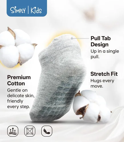 Miniatura 6 de Simply Kids Calcetines tobilleros antideslizantes para bebé, agarre superior, algodón suave, para niñas y niños activos (de 0 a 7 años)