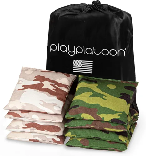 Miniatura 42 de Play Platoon Bolsas de Cornhole Resistentes a la Intemperie - Juego de 8 Bolsas de Frijoles Reglamentarias para Lanzar - Tamaño y Peso Profesional