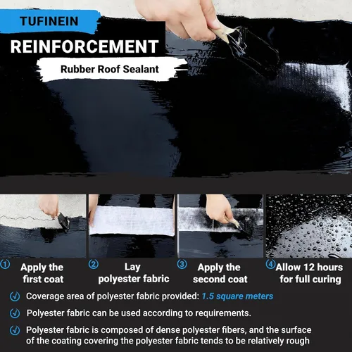 Miniatura 7 de Sellador impermeable líquido de goma, 11 libras/11.0 lbs, color negro, secado rápido, reparación de fugas de fundación de múltiples superficies