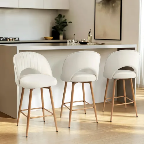 Miniatura 9 de Juego de 2 taburetes de bar giratorios de altura de mostrador para isla de cocina, sillas de bar de 26 pulgadas de altura de asiento para comedor