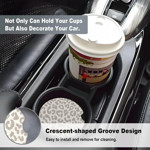 Miniatura 6 de Paquete de 2 Posavasos de Coche para Portavasos, Posavasos Universales de Cerámica de Piedra Absorbentes de 2.56" con Base de Corcho Antideslizante