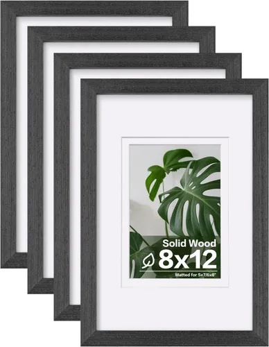Miniatura 59 de Egofine - Juego de 4 portarretratos 8 x 10 pulgadas de madera maciza y cubierta de plexiglás de 4 x 6/5 x 7 pulgadas con paspartú u 8 x 10 pulgadas