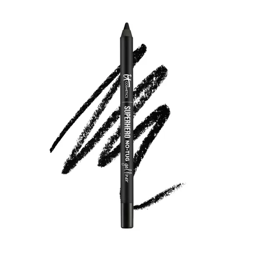IT Cosmetics Superhero No-Tug Gel Eyeliner – Impermeable Fórmula Mezclable – Uso todo el día – Lápiz de ojos afilable – 0.042 onzas Super Black