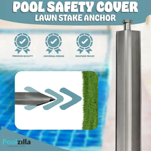 Miniatura 5 de Poolzilla Paquete de 1 anclaje de estaca de césped con cubierta de seguridad de 16 pulgadas, para instalación de anclajes de césped, diseño