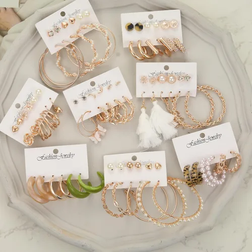 Miniatura 3 de Juego de 45 pares de aretes de aro dorados para niñas y mujeres, juego de aretes gruesos trenzados pequeños y grandes, aretes para mujer, paquete